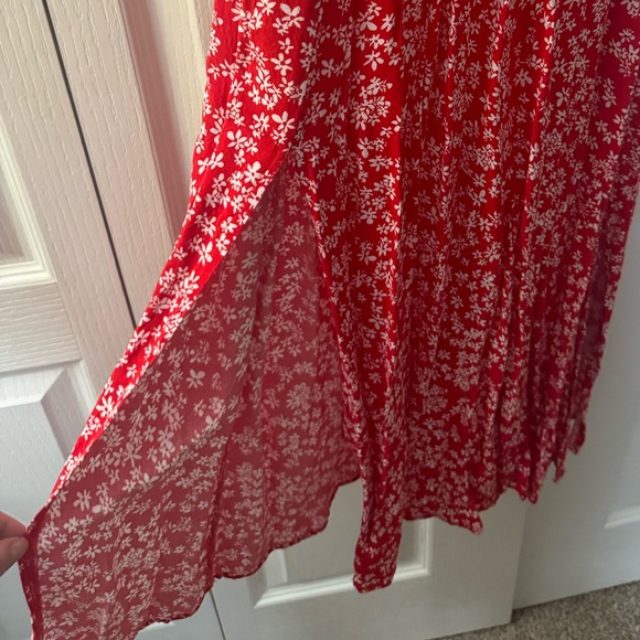 Red Floral Full Length Sundress - Picture 5 of 5